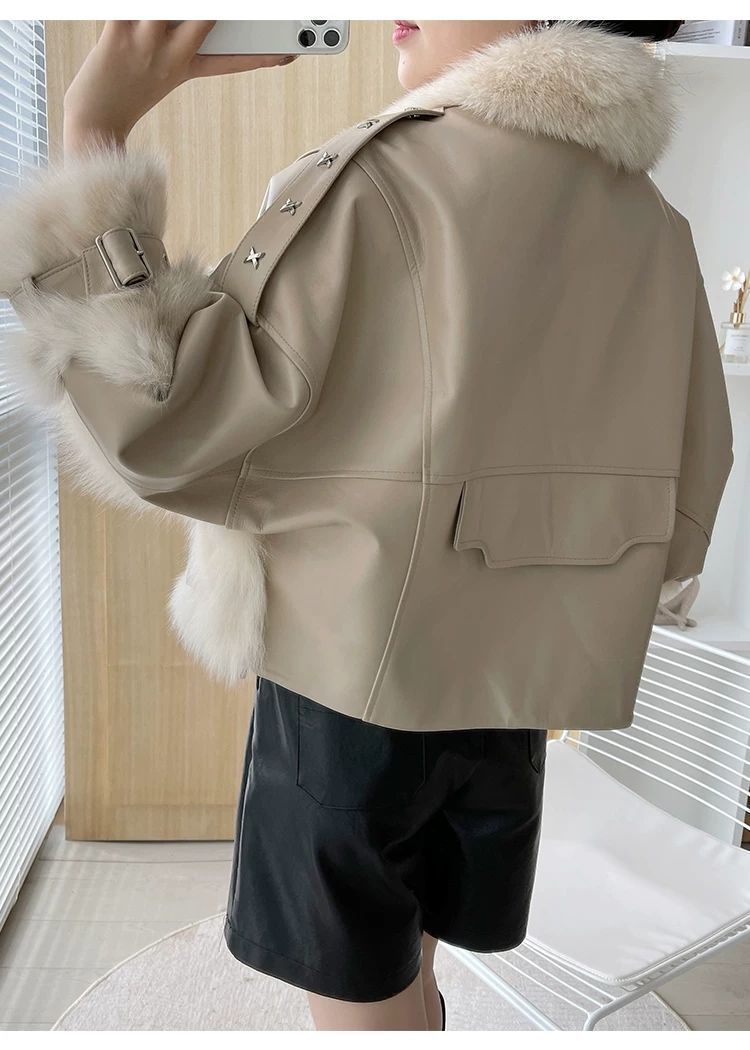 Olivia | manteau cuir fourrure