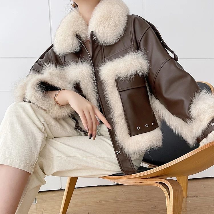 Olivia | manteau cuir fourrure