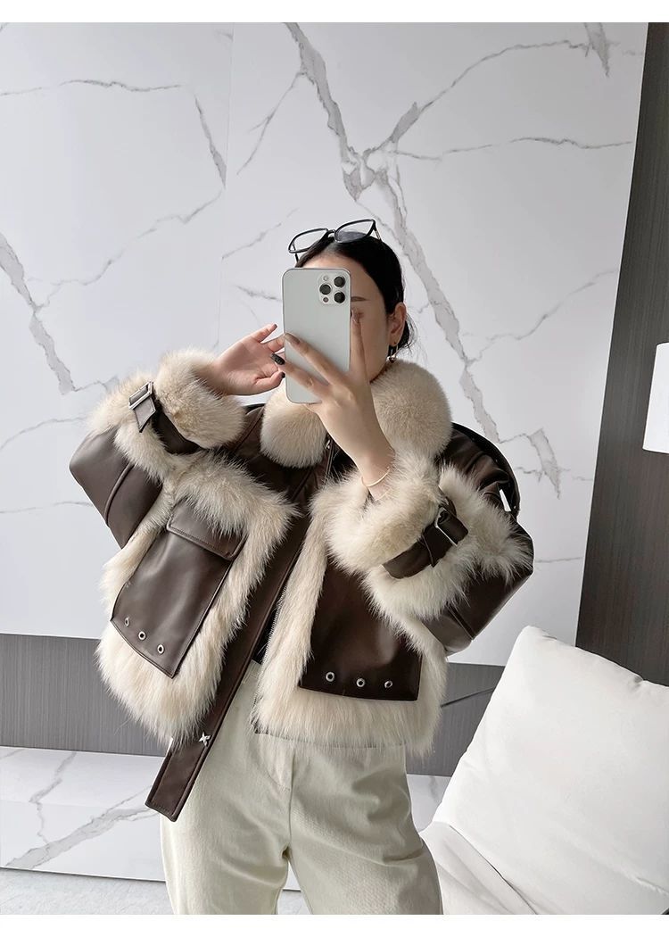 Olivia | manteau cuir fourrure