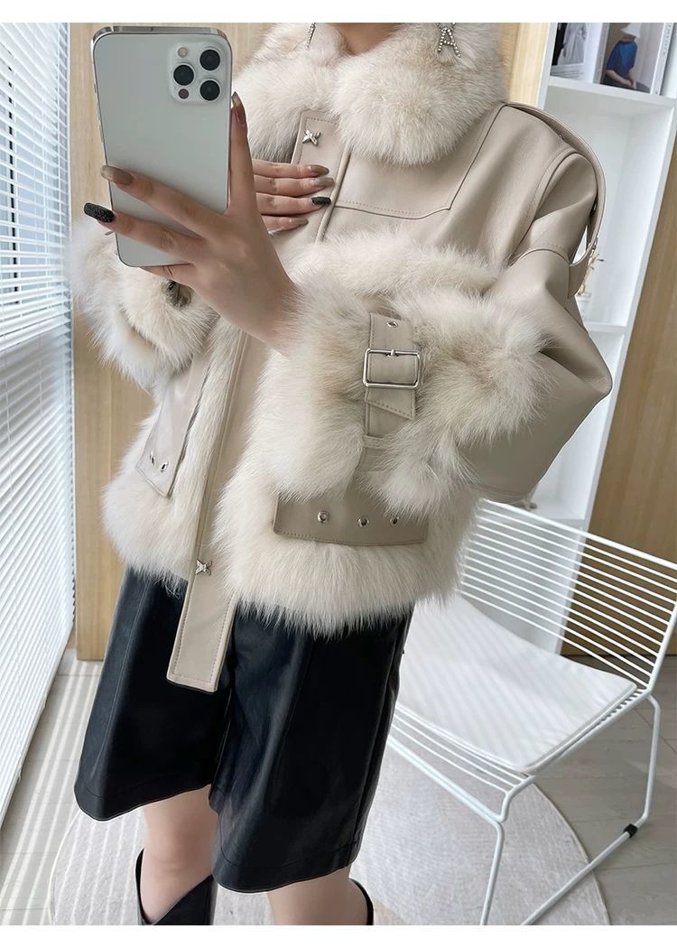 Olivia | manteau cuir fourrure