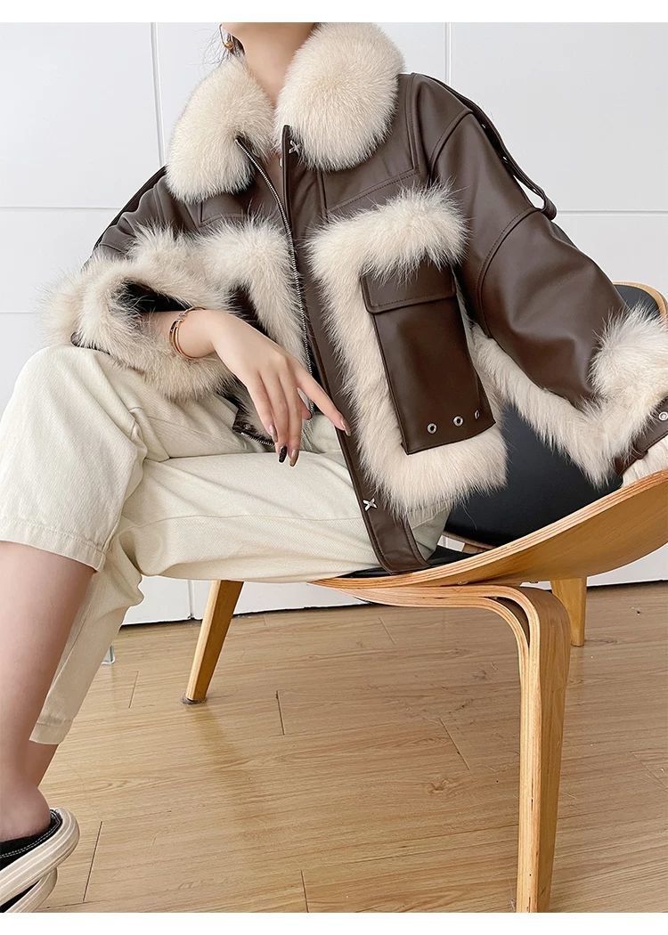 Olivia | manteau cuir fourrure