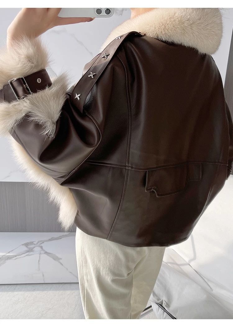 Olivia | manteau cuir fourrure