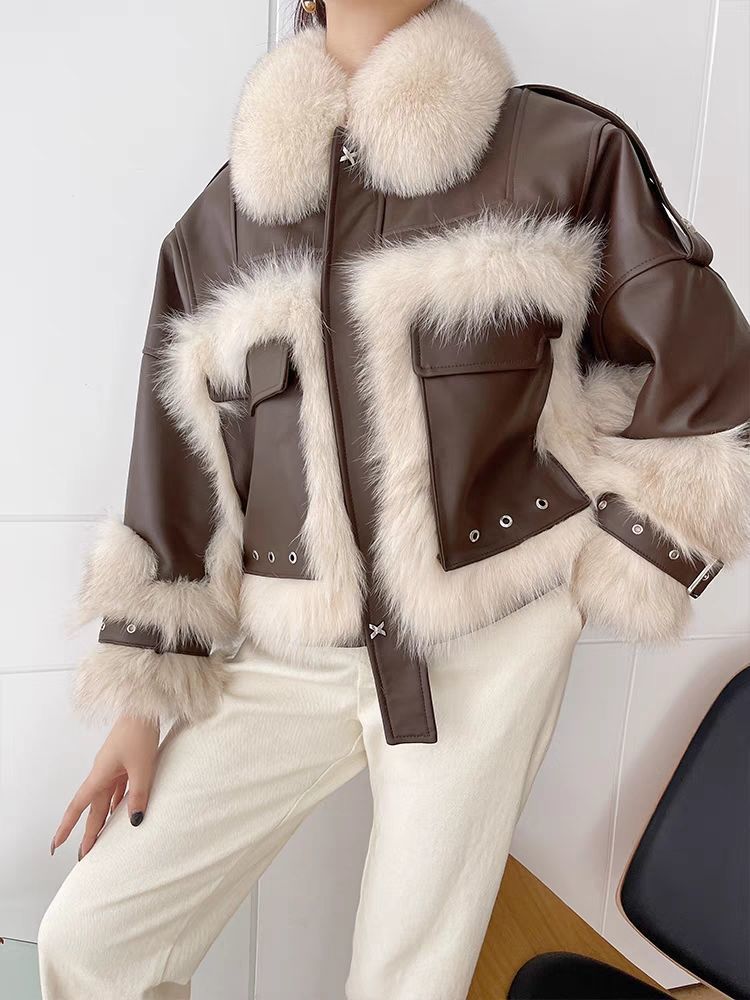 Olivia | manteau cuir fourrure