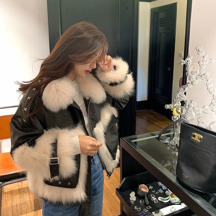 Olivia | manteau cuir fourrure