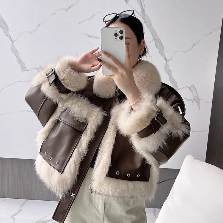 Olivia | manteau cuir fourrure