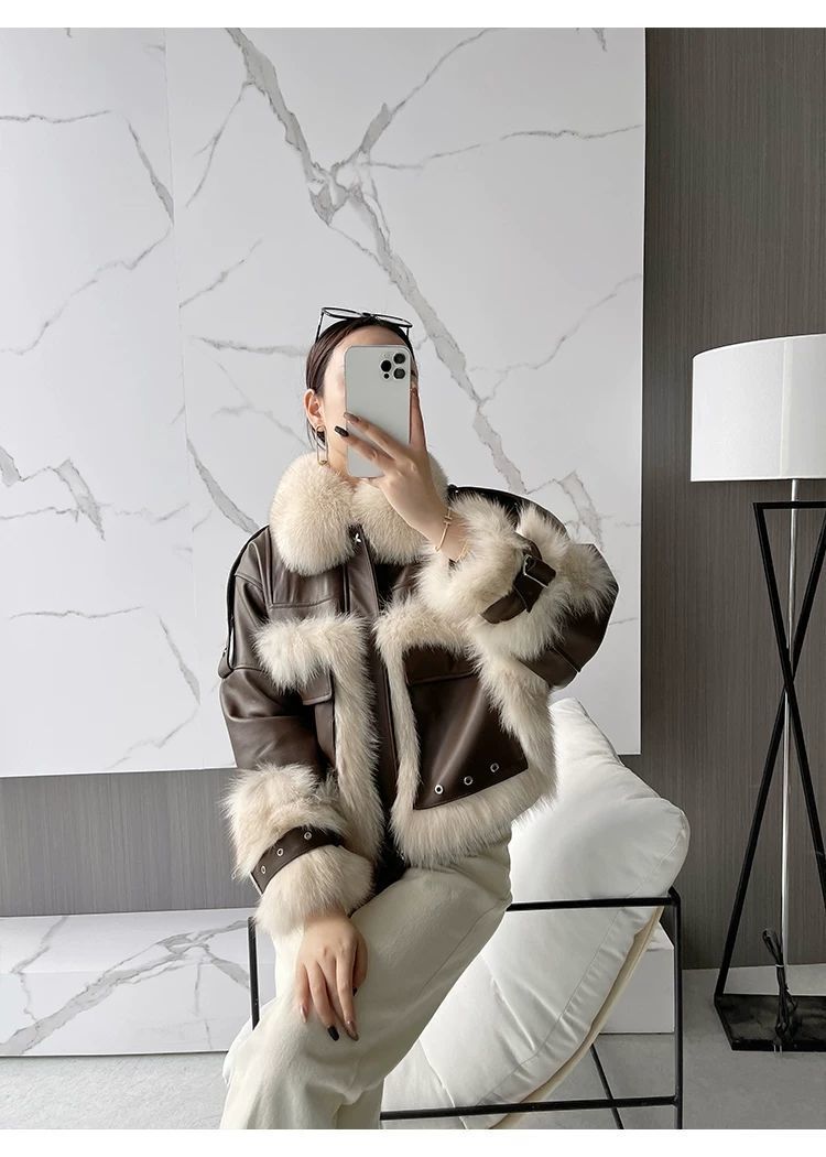 Olivia | manteau cuir fourrure